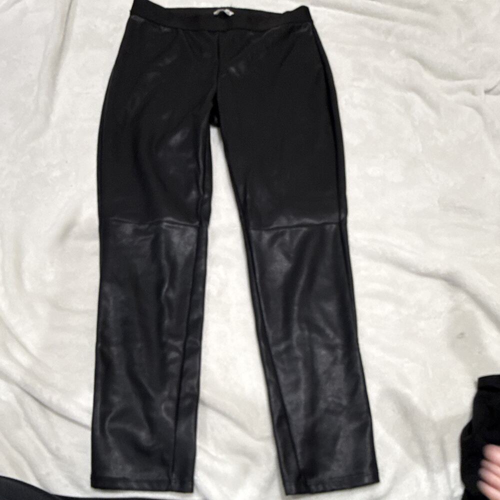 Emerson Fry Women’s Black Faux Leather Solid Leggings Pants Size L Regular